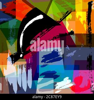 abstract geometric background, design with paint strokes, grungy Stock Vector