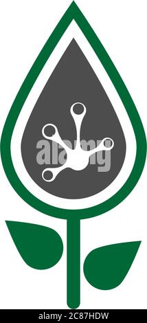 Hand frog print logo, tree icon vector template Stock Vector