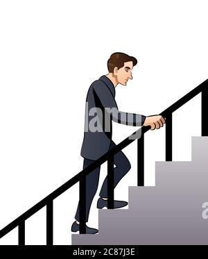 illustration of the office safety climbing stair for occupational awareness events poster Stock Photo