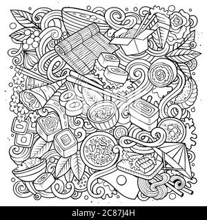 Cartoon sketchy vector doodles Japan food illustration Stock Vector ...