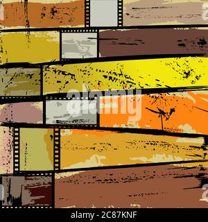 abstract background, with paint strokes, splashes and film strips, free copy space Stock Vector