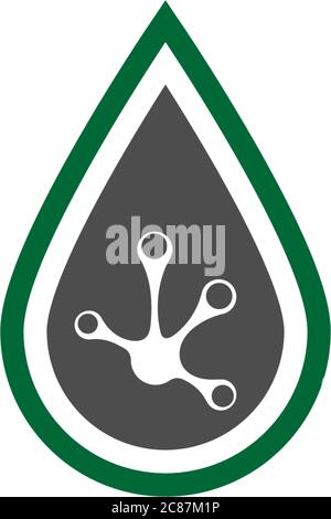 Hand frog print logo, tree icon vector template Stock Vector