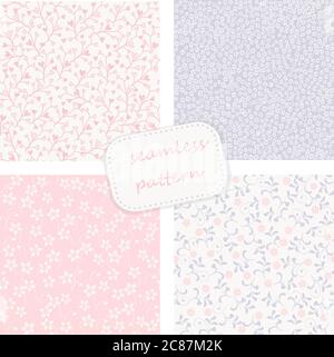 collection of 4 vintage colorful seamless patterns Stock Vector