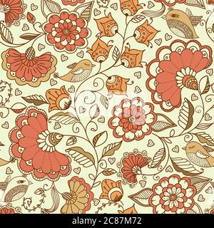 vector floral seamless pattern with flowers Stock Vector