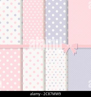 collection of 8 vintage colorful seamless polka dots patterns Stock Vector