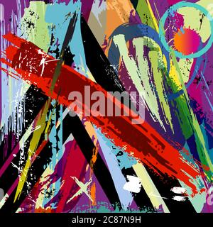 abstract background composition, with strokes, splashes and geometric lines Stock Vector