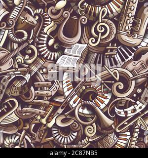 Cartoon cute doodles Classical music seamless pattern Stock Vector