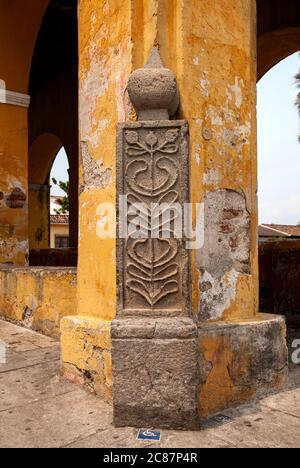 Corner detail in the Municipal Water Tank called De la Unión in the colonial city of La Antigua Guatemala. Stock Photo