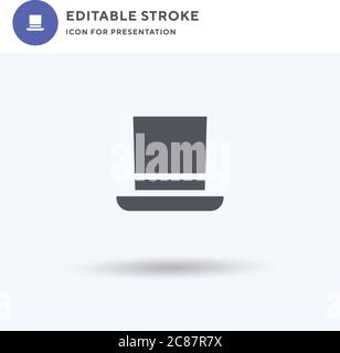 Top Hat icon vector, filled flat sign, solid pictogram isolated on white, logo illustration. Top Hat icon for presentation. Stock Vector