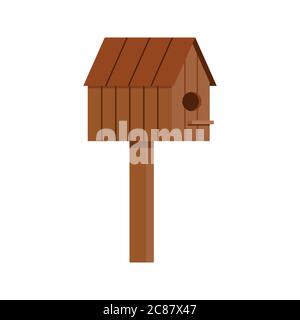 Wooden birdhouse isolated on white background. Stock Vector