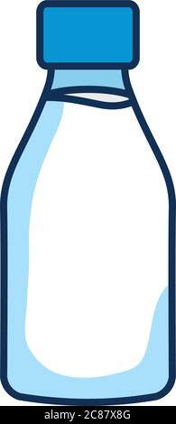 milk bottle line fill style icon design, Drink dairy beverage breakfast ...