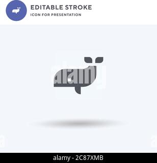 Whale icon vector, filled flat sign, solid pictogram isolated on white, logo illustration. Whale icon for presentation. Stock Vector
