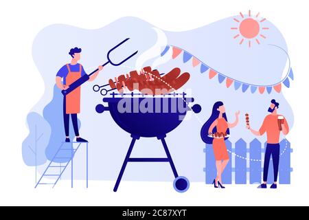 Backyard Birthday party isolated cartoon vector illustration set ...