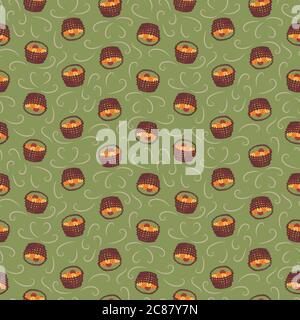 fruit baskets seamless vector pattern Stock Vector