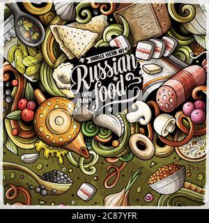 Cartoon vector doodles Russian food frame Stock Vector Image & Art - Alamy
