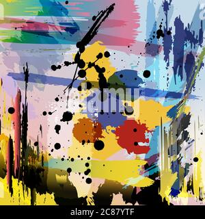 abstract background composition, with paint strokes and splashes Stock Vector