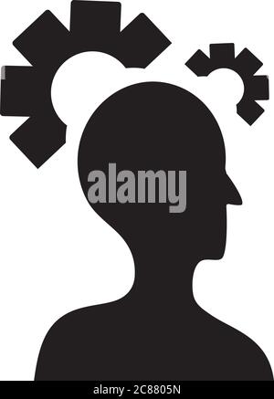 brain with gear wheels icon over white background vector illustration ...