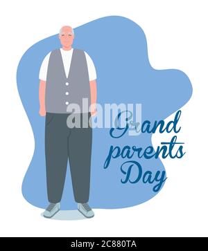 happy grand parents day with cute grandfather Stock Vector