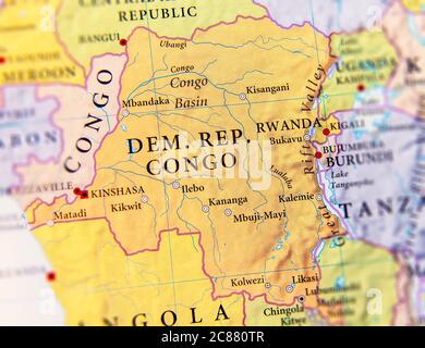 Geographic map of Democratic Republic Congo Stock Photo