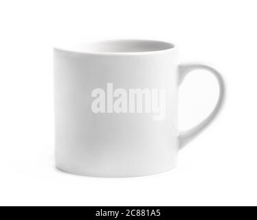 White simple ceramic cup for tea and coffee isolated on white background Stock Photo