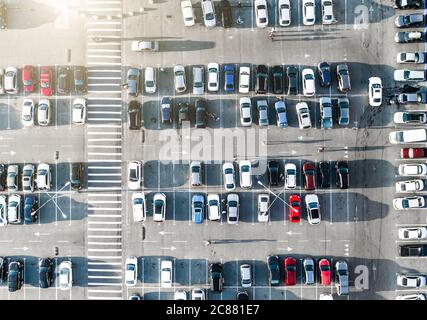 Cars on parking view from above Stock Photo