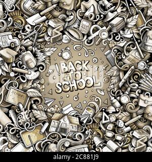 Cartoon vector doodles Back to school frame Stock Vector