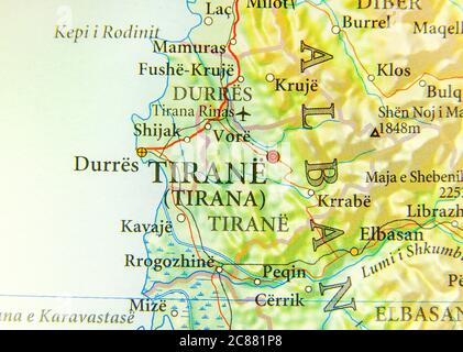 albania physical map