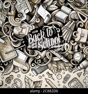 Cartoon vector doodles Back to school frame Stock Vector