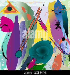 abstract background, illustration with paint strokes and splashes Stock Vector