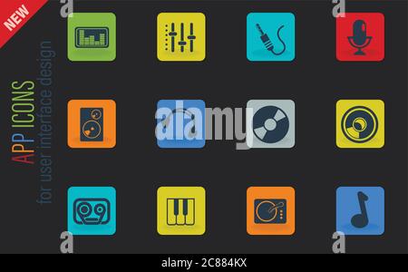 Audio and music simple vector icons Stock Vector