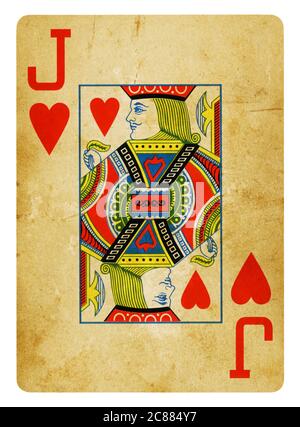 Jack of Hearts Vintage playing card - isolated on white (clipping path included) Stock Photo