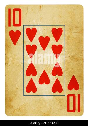 Ten of Spades Vintage playing card - isolated on white (clipping path included) Stock Photo