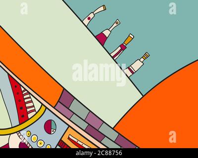 Abstract vector pattern, black and white doodles. Background for poster, postcard, backdrop. Illustration with abstract forms composition template Stock Vector