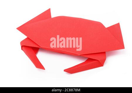 Origami paper crab on a white background Stock Photo