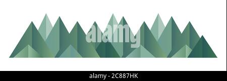Low poly green mountains range. Vector polygonal shapes illustration Stock Vector