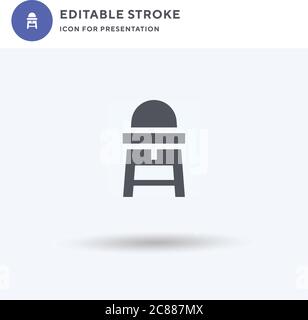 High Chair icon vector, filled flat sign, solid pictogram isolated on white, logo illustration. High Chair icon for presentation. Stock Vector