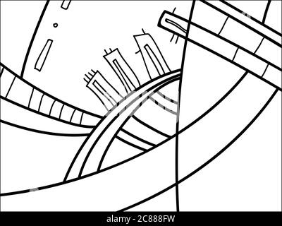 Abstract vector pattern, black and white doodles. Background for poster, postcard, backdrop. Illustration with abstract forms composition template Stock Vector