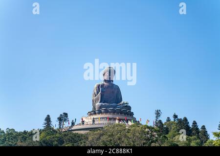 The Tian Tan Buddha statue near to Po Lin Monastery on Lantau island in Hong Kong Stock Photo