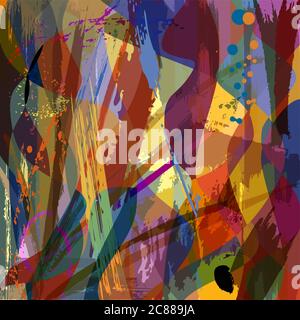 abstract background composition, with strokes, splashes and waves Stock Vector