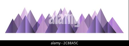 Low poly pink mountains range. Vector polygonal shapes isolated illustration Stock Vector