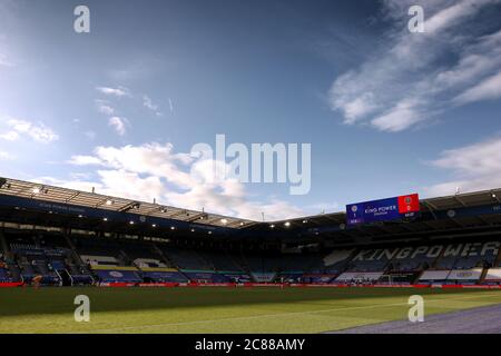 General view of the King Power Stadium during the match - Leicester City v Sheffield United, Premier League, King Power Stadium, Leicester, UK - 16th July 2020  Editorial Use Only - DataCo restrictions apply Stock Photo