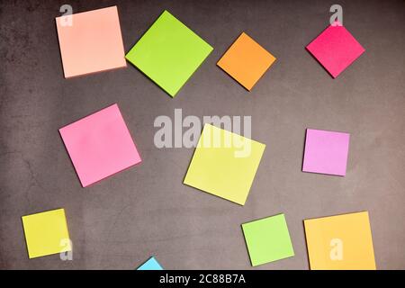 Whiteboard with notes for messages. Brainstorming concept, business Stock Photo