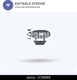 Zeppelin icon vector, filled flat sign, solid pictogram isolated on white, logo illustration. Zeppelin icon for presentation. Stock Vector