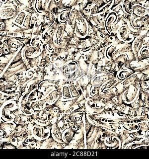 Winter sports vector hand drawn doodles seamless pattern. Stock Vector