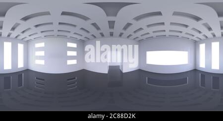 8K HDRI map, spherical environment panorama background, abstract high contrast interior light source rendering (3d equirectangular rendering) Stock Photo