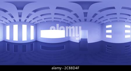 8K HDRI map, spherical environment background panorama, abstract high contrast interior light source rendering (3d equirectangular rendering) Stock Photo