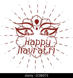 happy navratri indian celebration, durga goddess of power silhouette style icon vector illustration Stock Vector