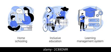 Private schooling curriculum abstract concept vector illustrations. Stock Vector