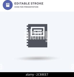 Notebook icon vector, filled flat sign, solid pictogram isolated on white, logo illustration. Notebook icon for presentation. Stock Vector