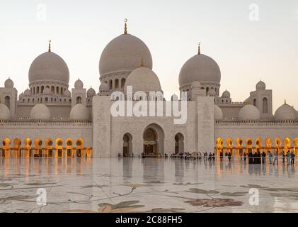 Sheikh Zayed Grand Mosque Center in Abu Dhabi, United Arab Emirates daylight view Stock Photo